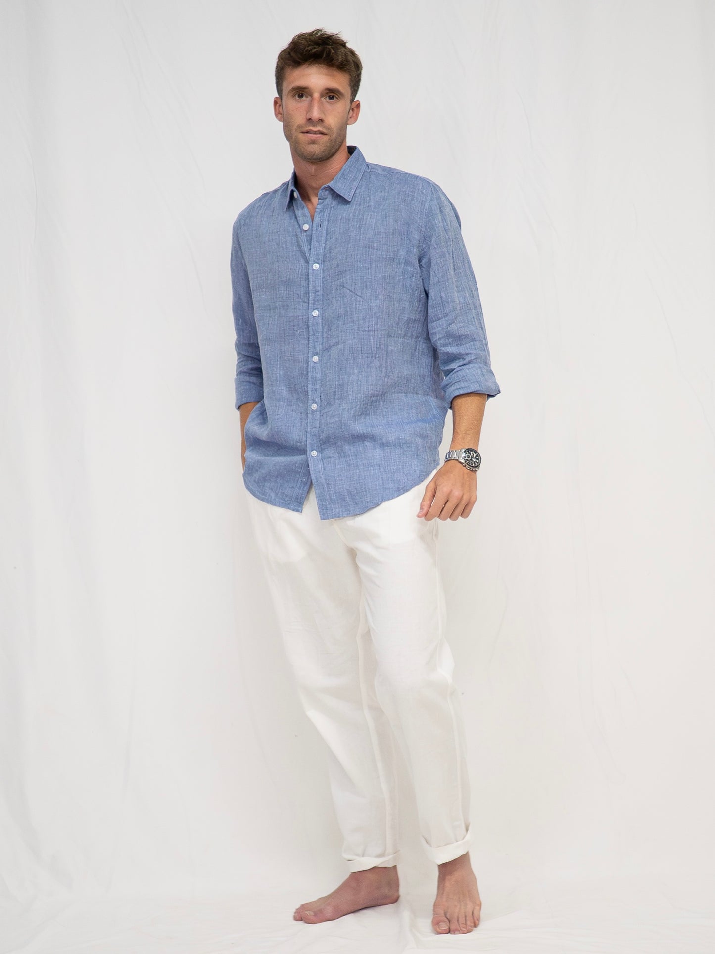 Luxury Denim Blue Shirt