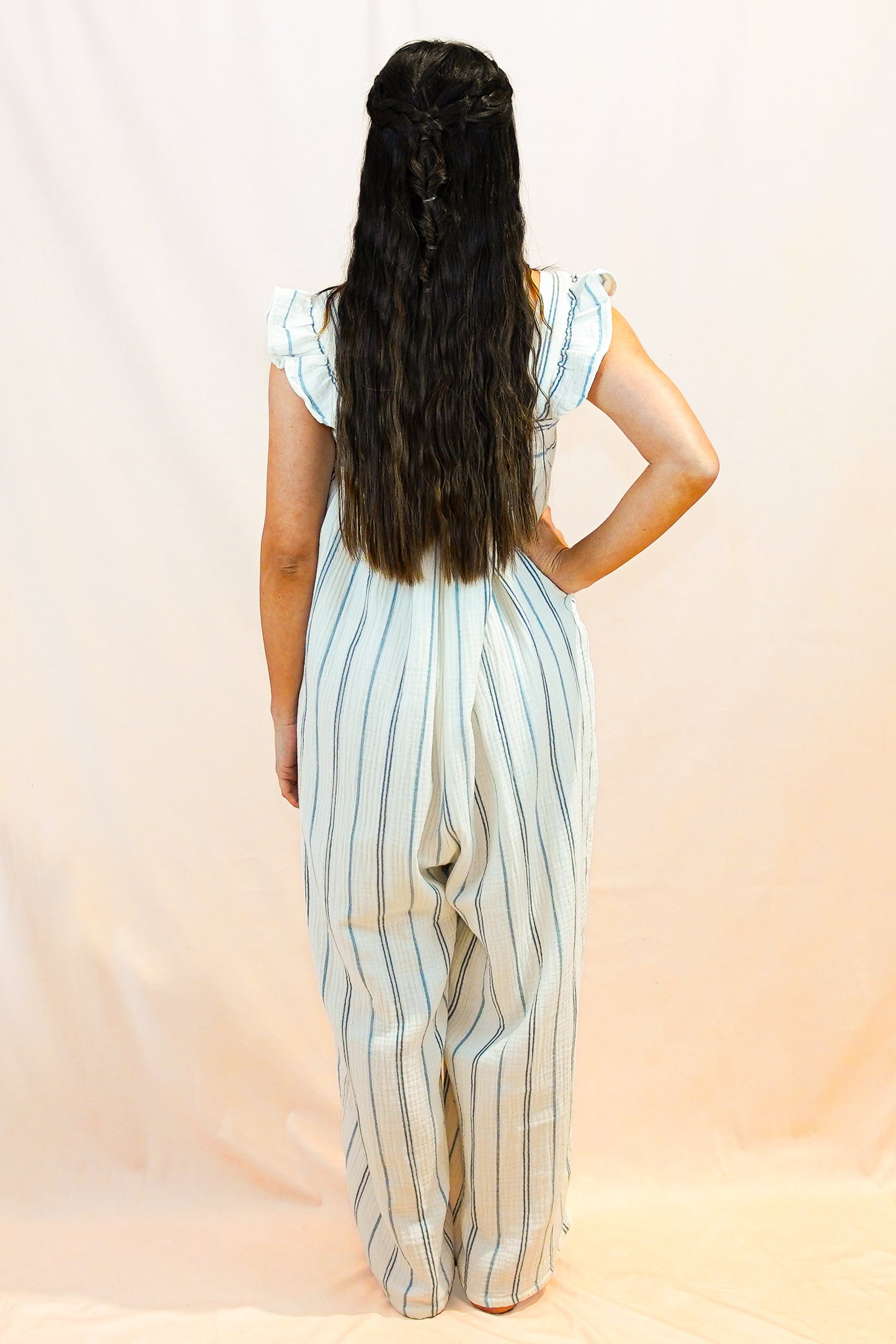 Mallorca White and Blue Jumpsuit