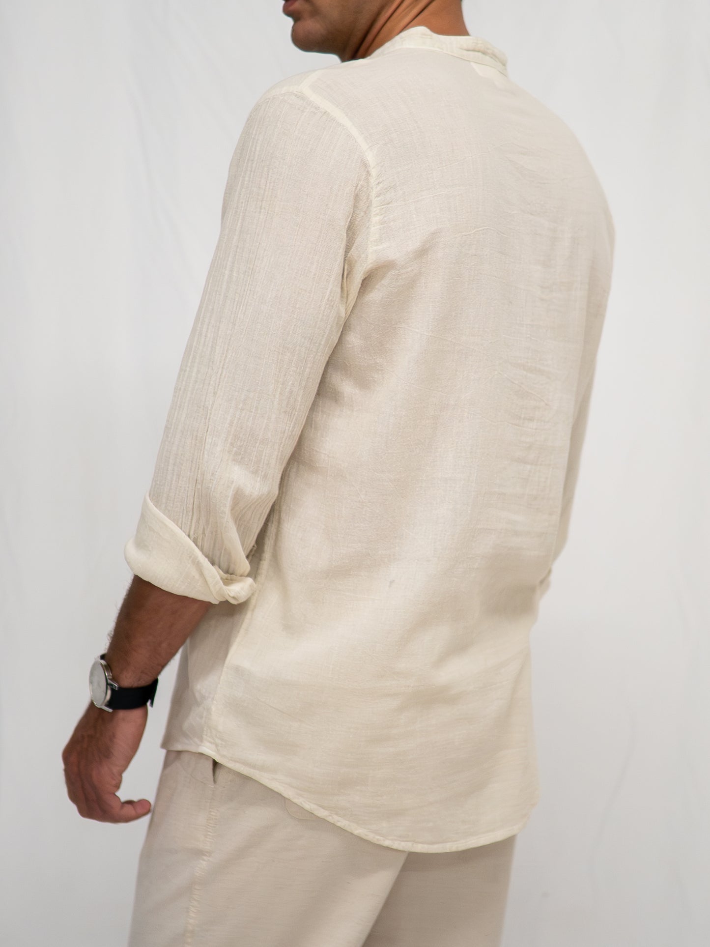 Camisa Panadera Cuello Mao Crema