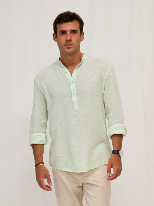 Camisa Panadera Cuello Mao Verde Spry